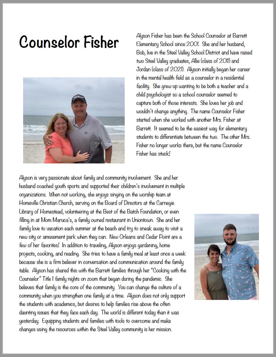 Counselor Fisher's Bio