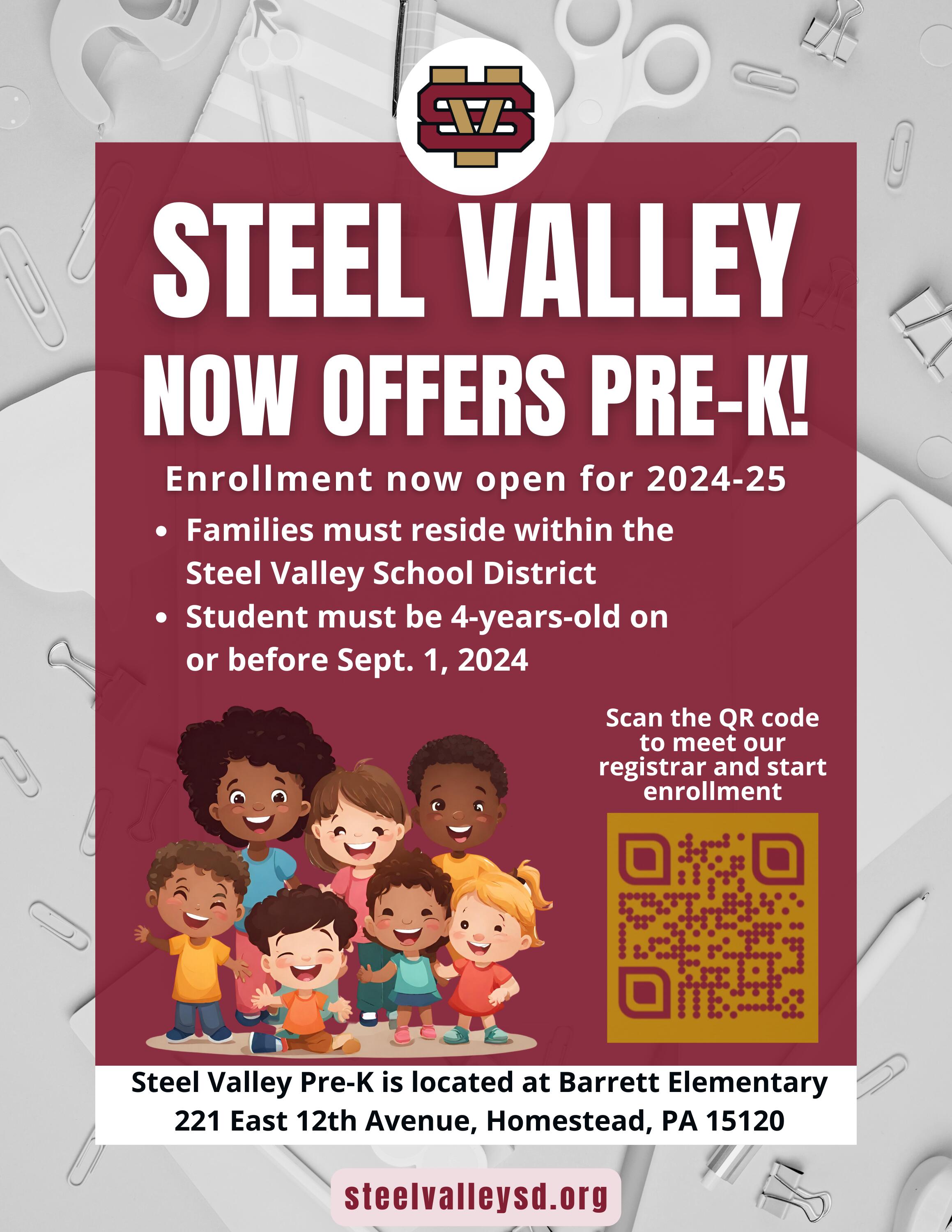 A flyer that includes the preceding text announcing Pre-K registration