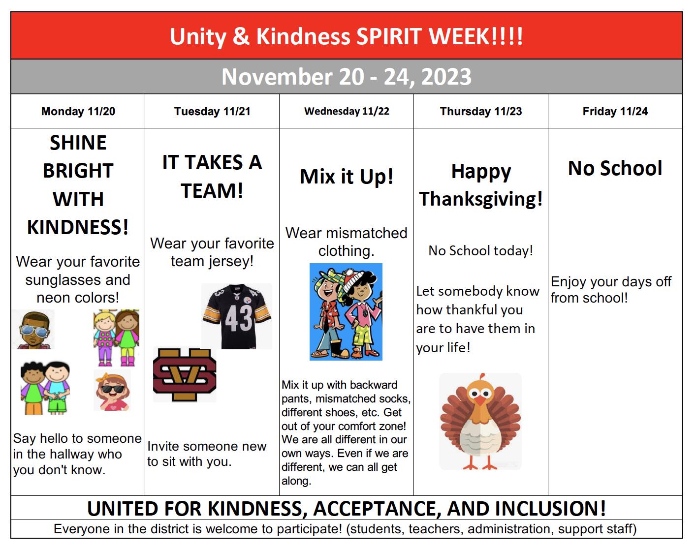Activity List for Kindness Week 2023