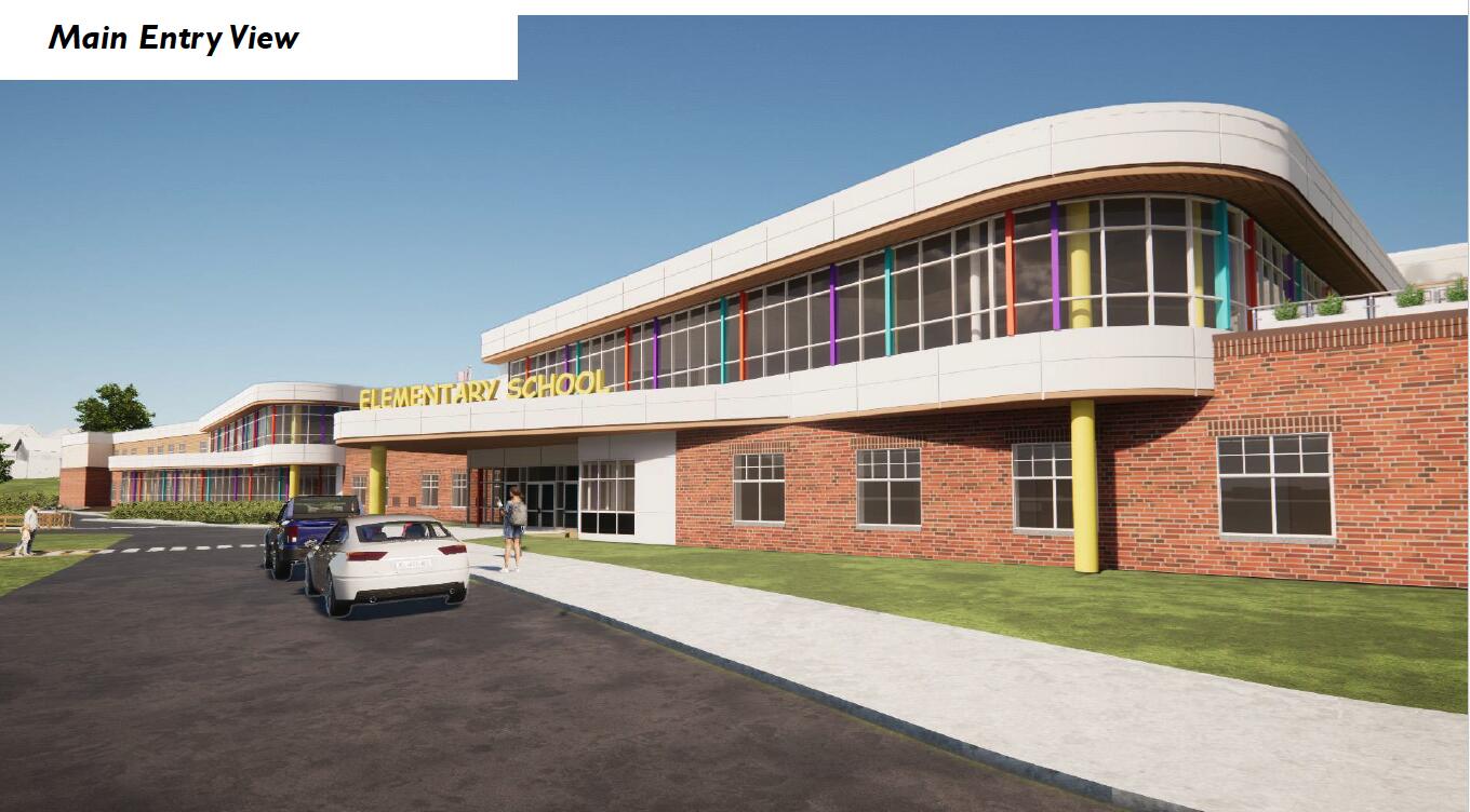 The front view of the proposed new school