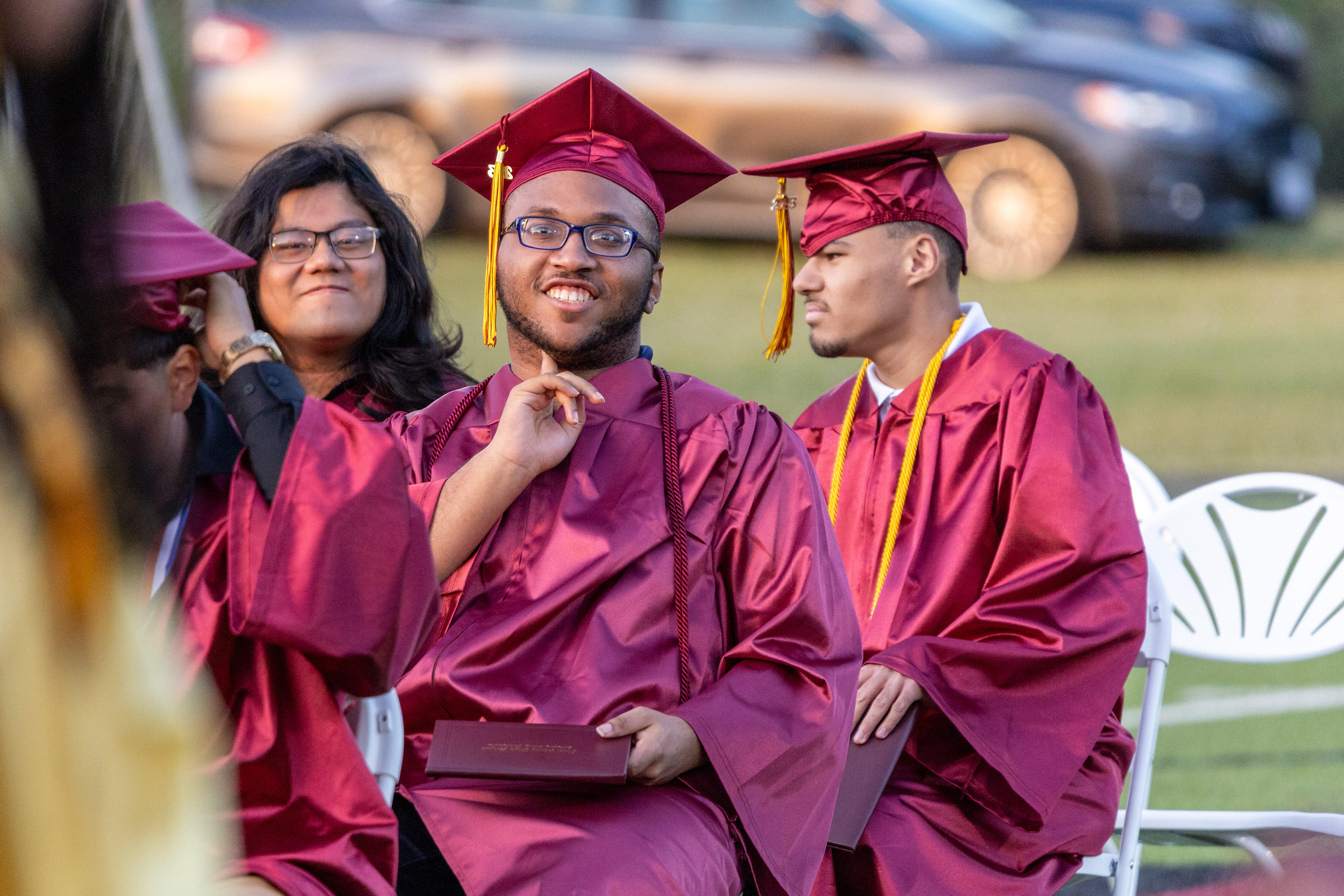 New graduates react and smile during Steel Valley's 2023 commencement