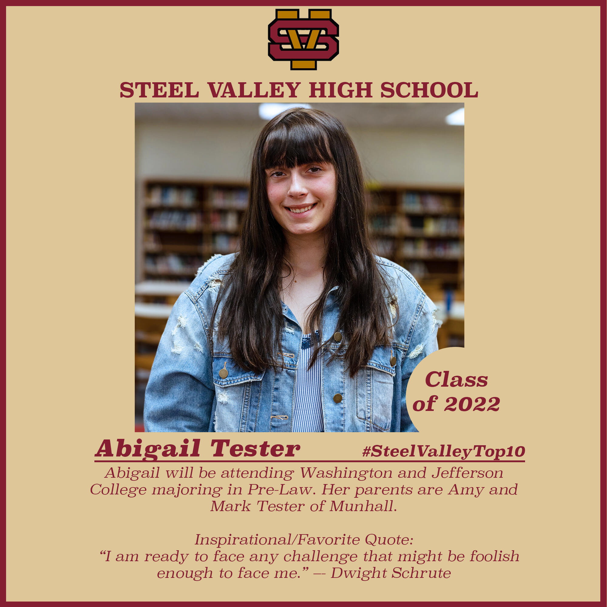 Steel Valley Top 10 - Abigail Tester