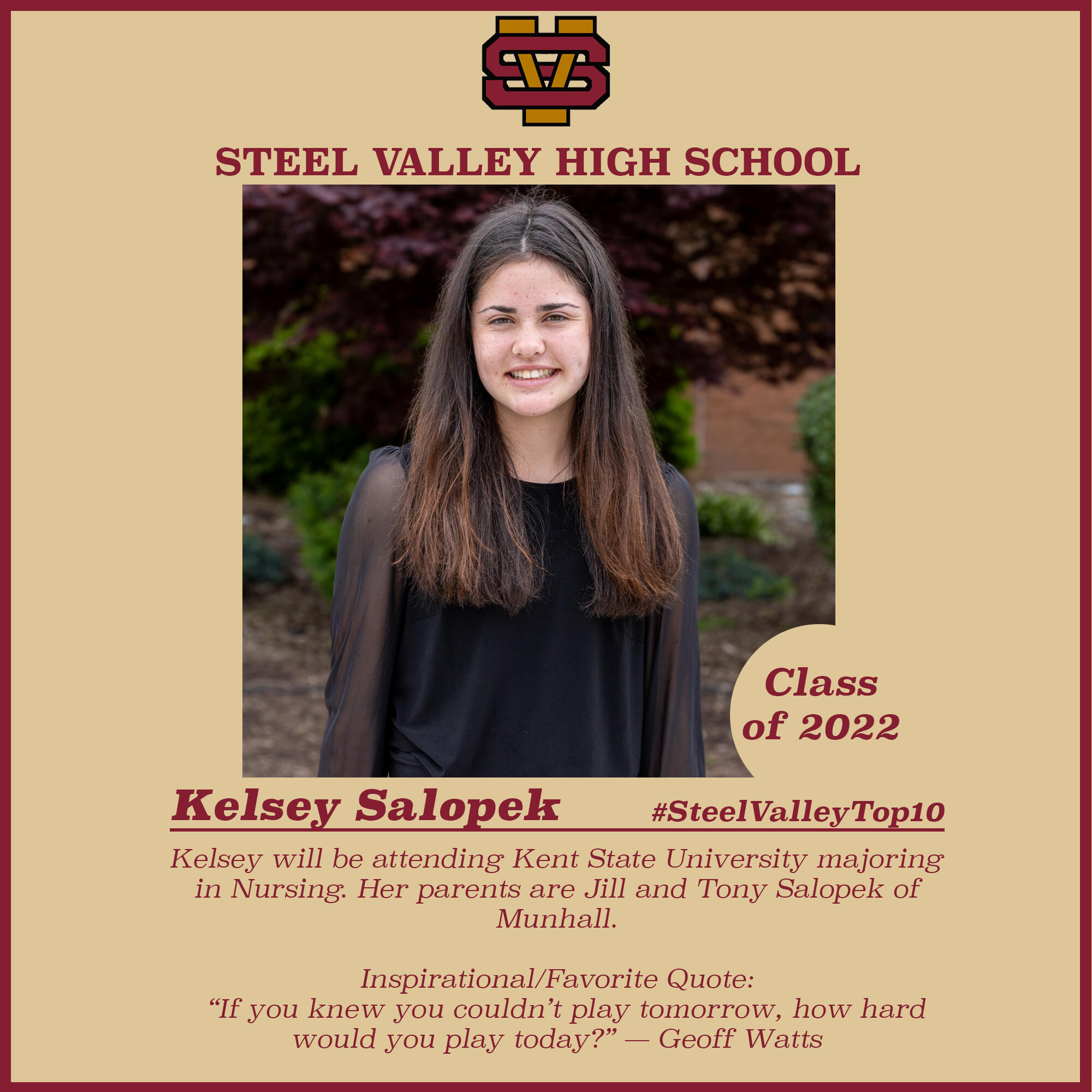 Steel Valley Top 10 - Kelsey Salopek