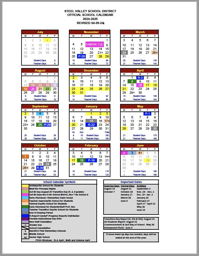 Thumbnail of the 2022-23 Steel Valley School Calendar
