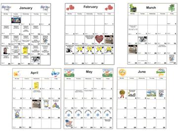 Month views of printable calendars